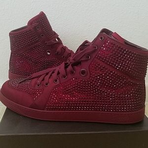 Gucci hi top satin crystal sneakers
